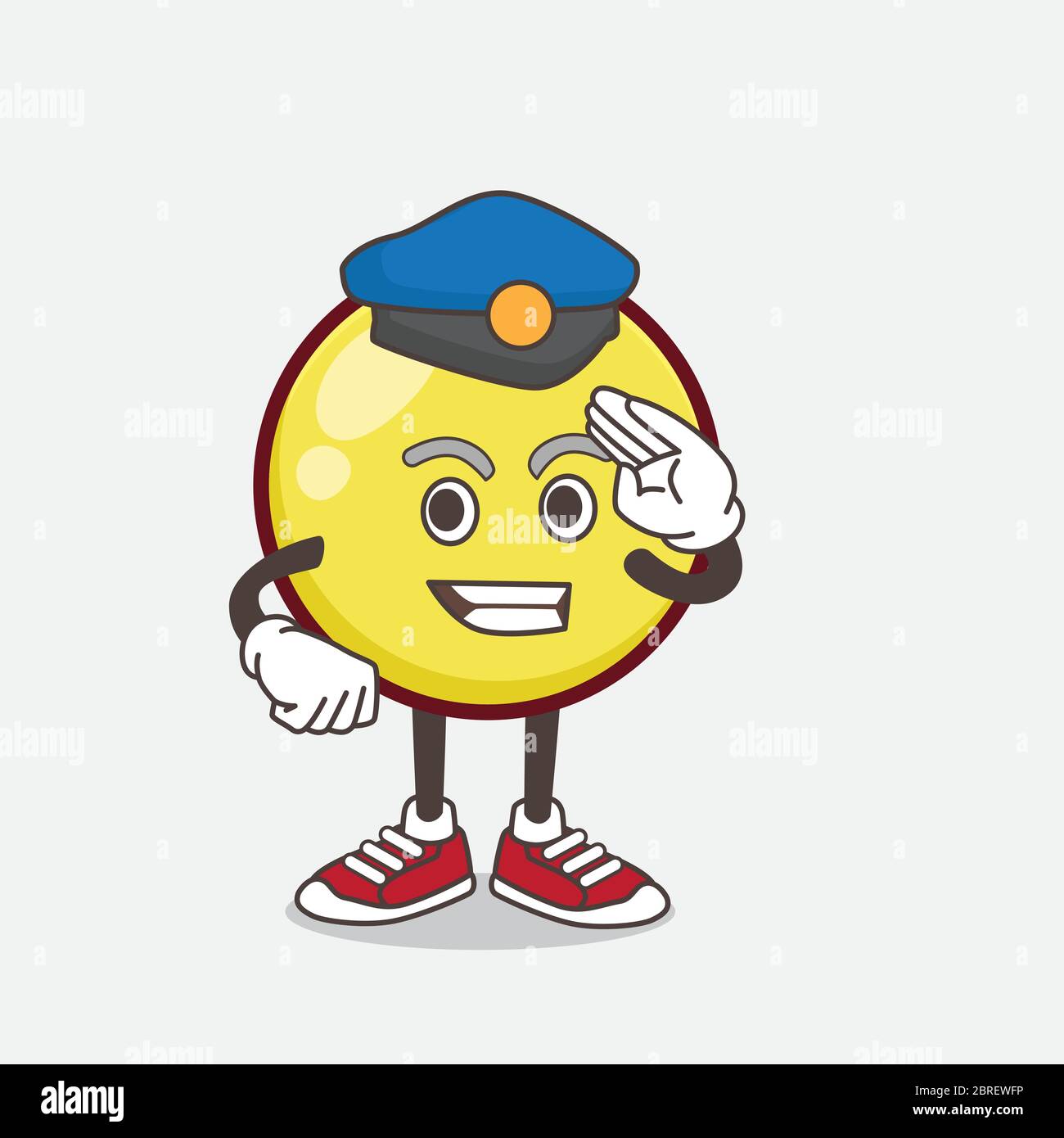 Une illustration de personnage de mascotte de dessin animé d'Emoticon jaune travaillant comme officier de police Illustration de Vecteur