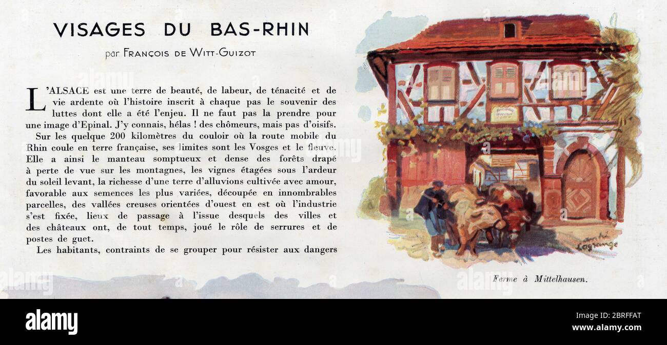 VisAGeS du Bas-Rhin par François de Witt-Guizot. 1936 Banque D'Images