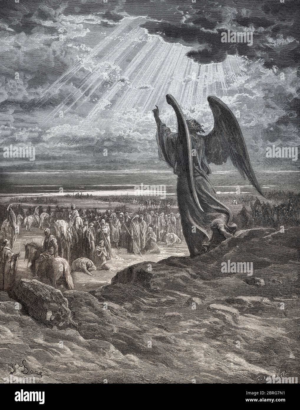 Un ange apparaît aux Israélites, ancien Testament, Gustave doré, 1863 Banque D'Images