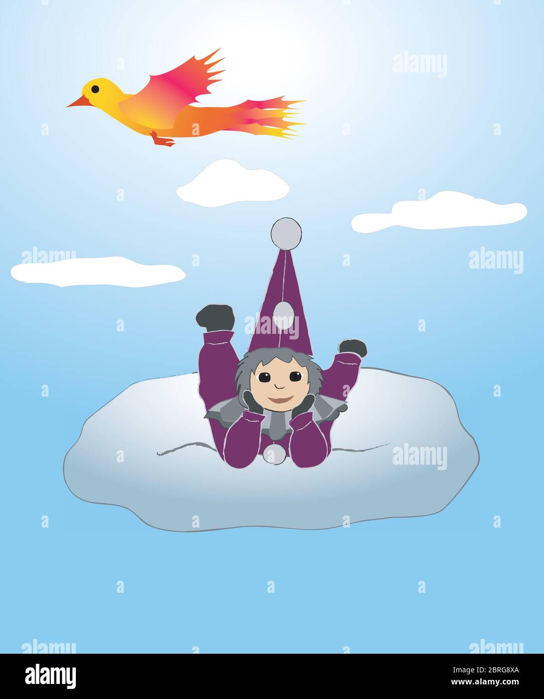 Illustration d'un joli clown violet avec un chapeau Illustration de Vecteur