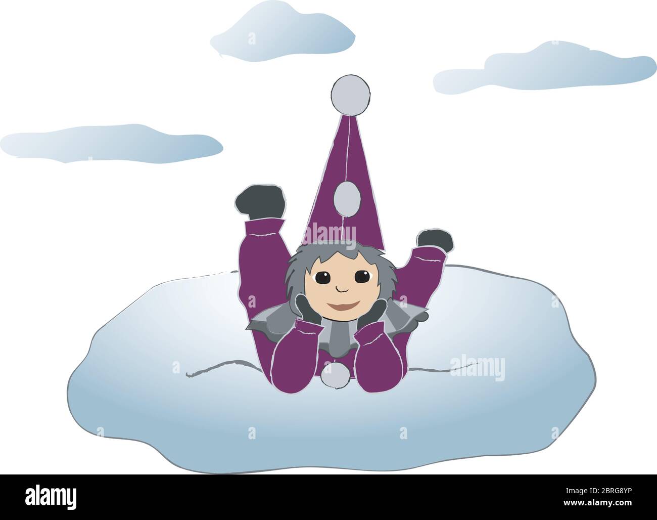 Illustration d'un joli clown violet avec un chapeau Illustration de Vecteur