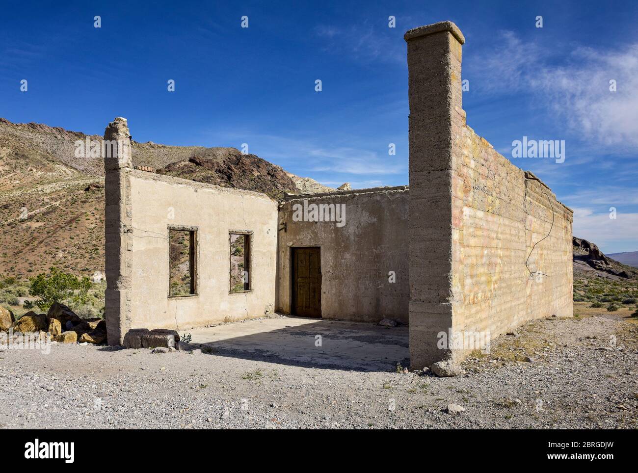 Ville fantôme de Rhyolite, Beatty Nevada - les vestiges de la prison de Rhyolite Banque D'Images