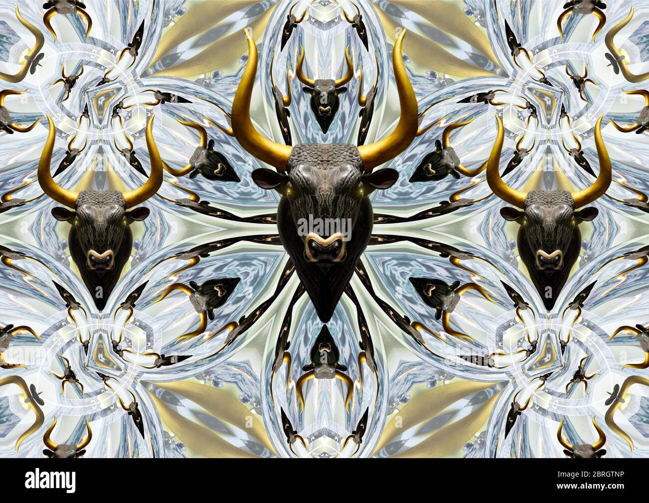 Mandala - Taureau le Dieu de Bull - conception moderne complexe de l'art mandala avec des cornes de taureau. Banque D'Images