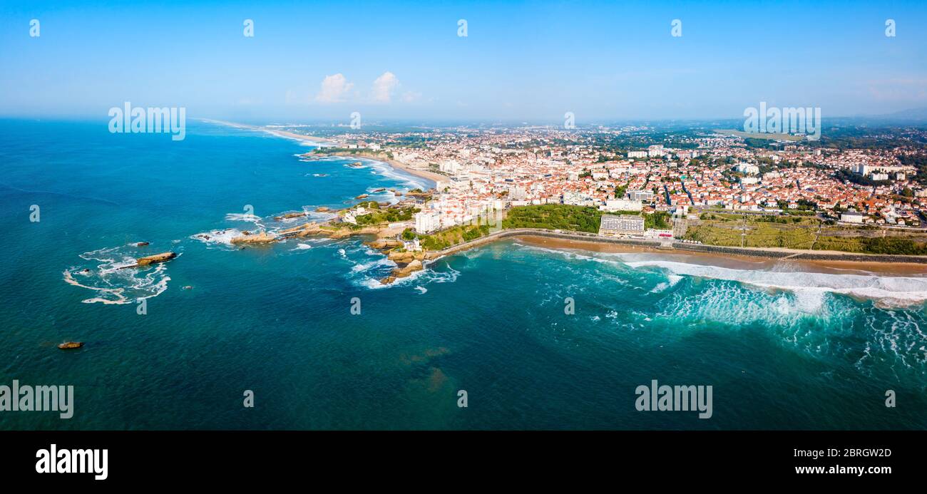 Antenne de Biarritz vue panoramique. Biarritz est une ville sur le golfe de Gascogne sur la côte Atlantique en France. Banque D'Images