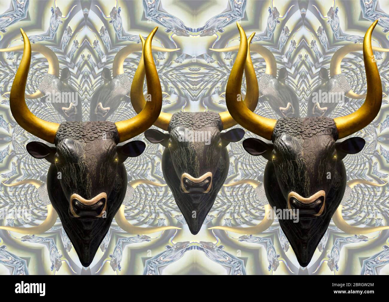 Bull Mandala à triple tête. Banque D'Images