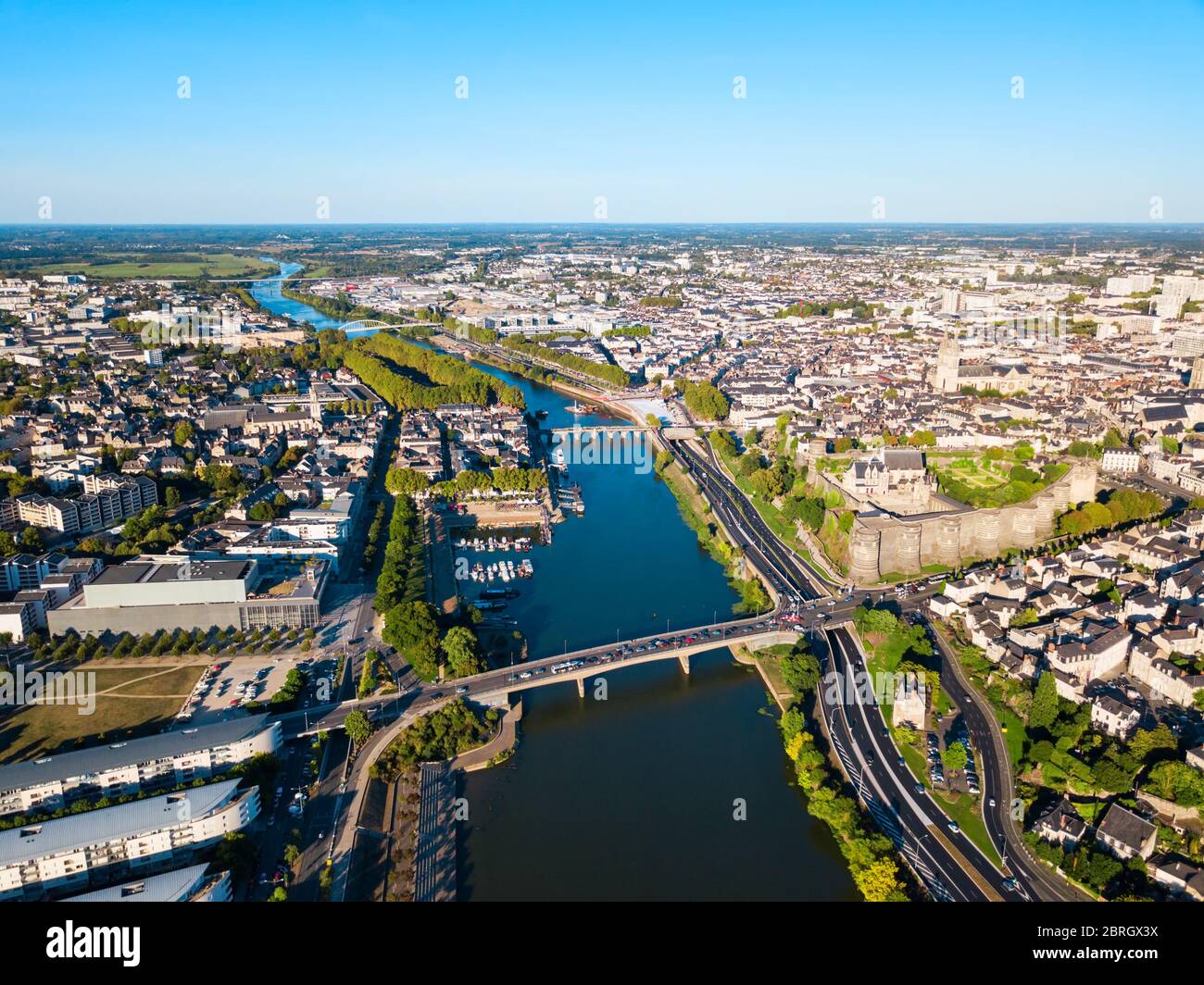 Antenne Angers vue panoramique. Angers est une ville dans la vallée de la Loire, l'ouest de la France. Banque D'Images