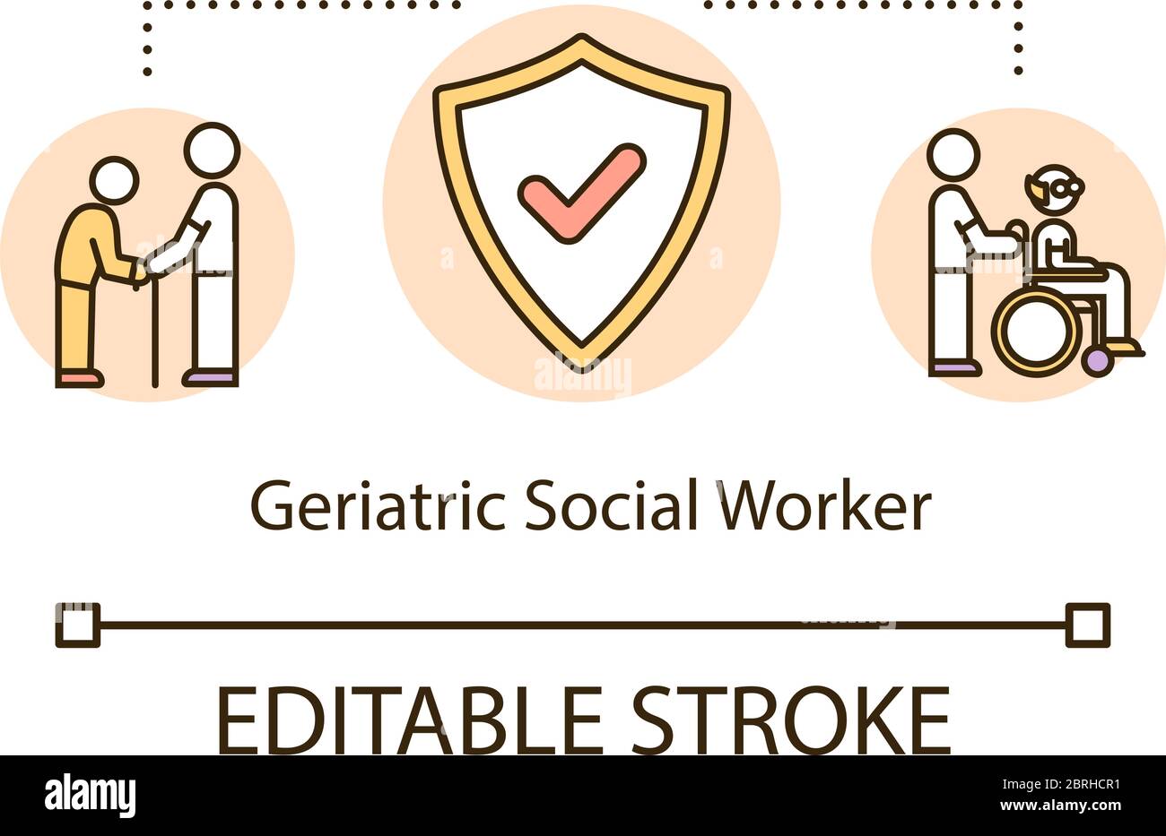 Icône de concept de travailleur social gériatrique Illustration de Vecteur