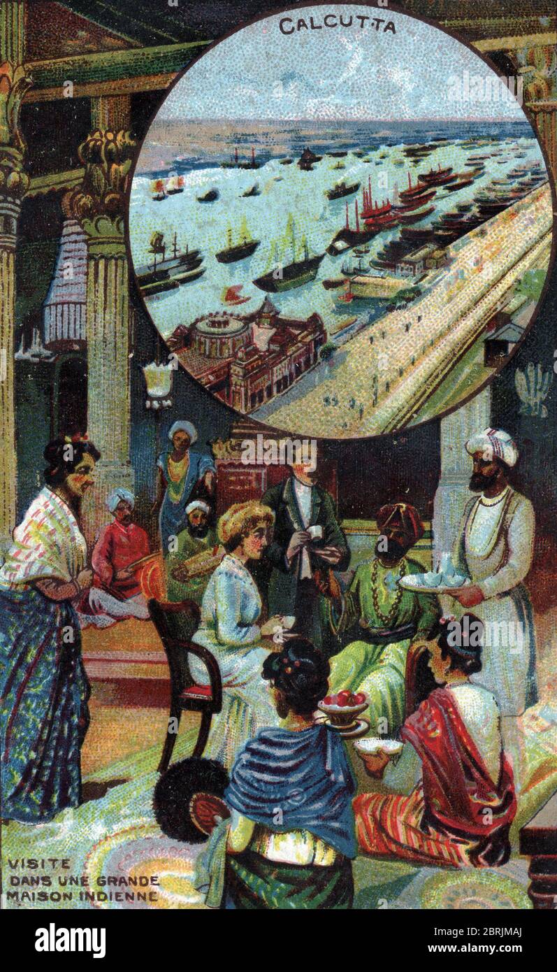 Tourisme de luxe : touristes occidentaux visitant de riches indiens de Calcutta, Inde (touristes occidentaux rendant visite aux familles riches de Calcutta, Inde) Chr Banque D'Images