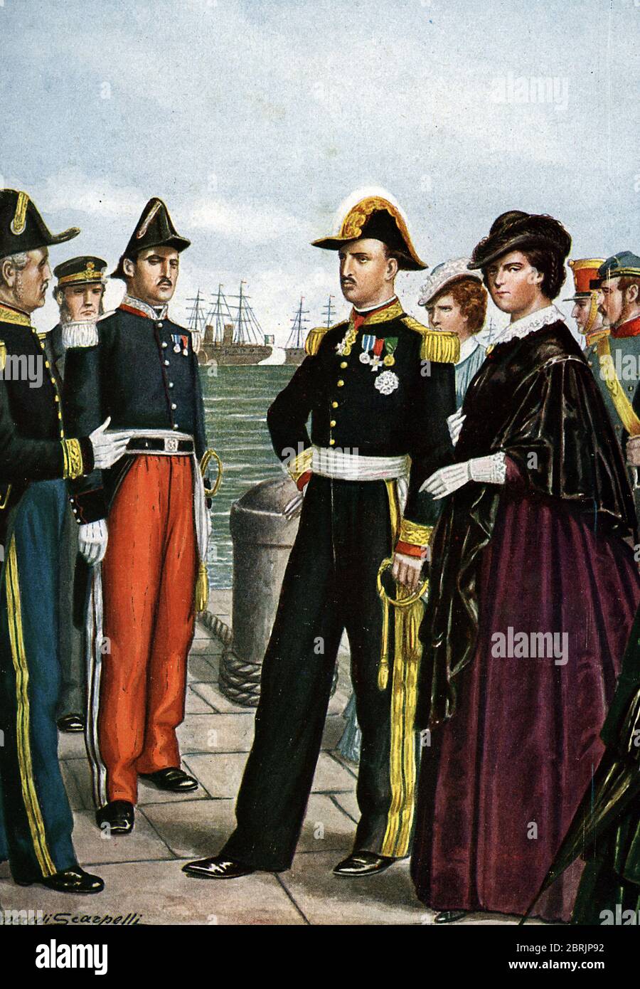 Risorgimento : le roi François (Francesco) II des deux-siciles et son épose Maria Sofia de Wittelsbach (Marie-Sophie de Baviere), en costume sicilien Banque D'Images Risorgimento : le roi François (Francesco) II des deux-siciles et son épose Maria Sofia de Wittelsbach (Marie-Sophie de Baviere), en costume sicilien Banque D'Images