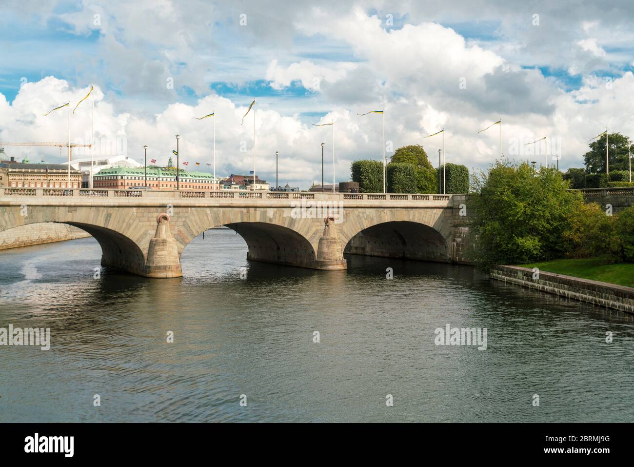 Pont Norrbro par le Parlement suédois riksdag Banque D'Images