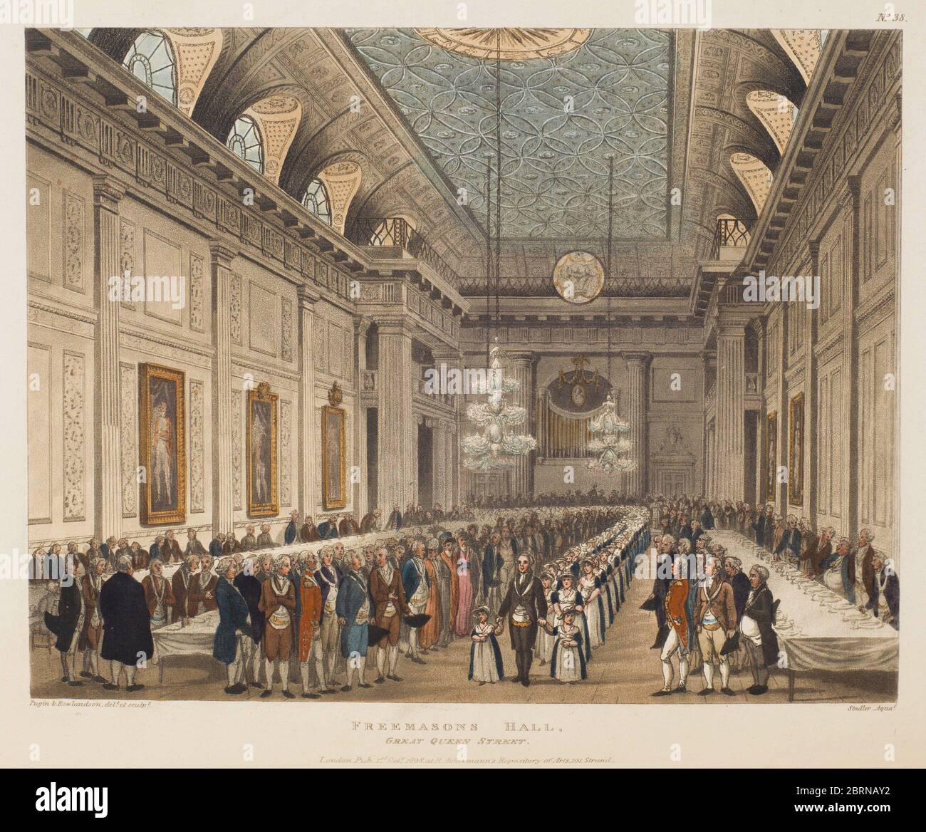 Freemasons' Hall, microcosme de Londres, pl. 38, Location Private Collection Banque D'Images