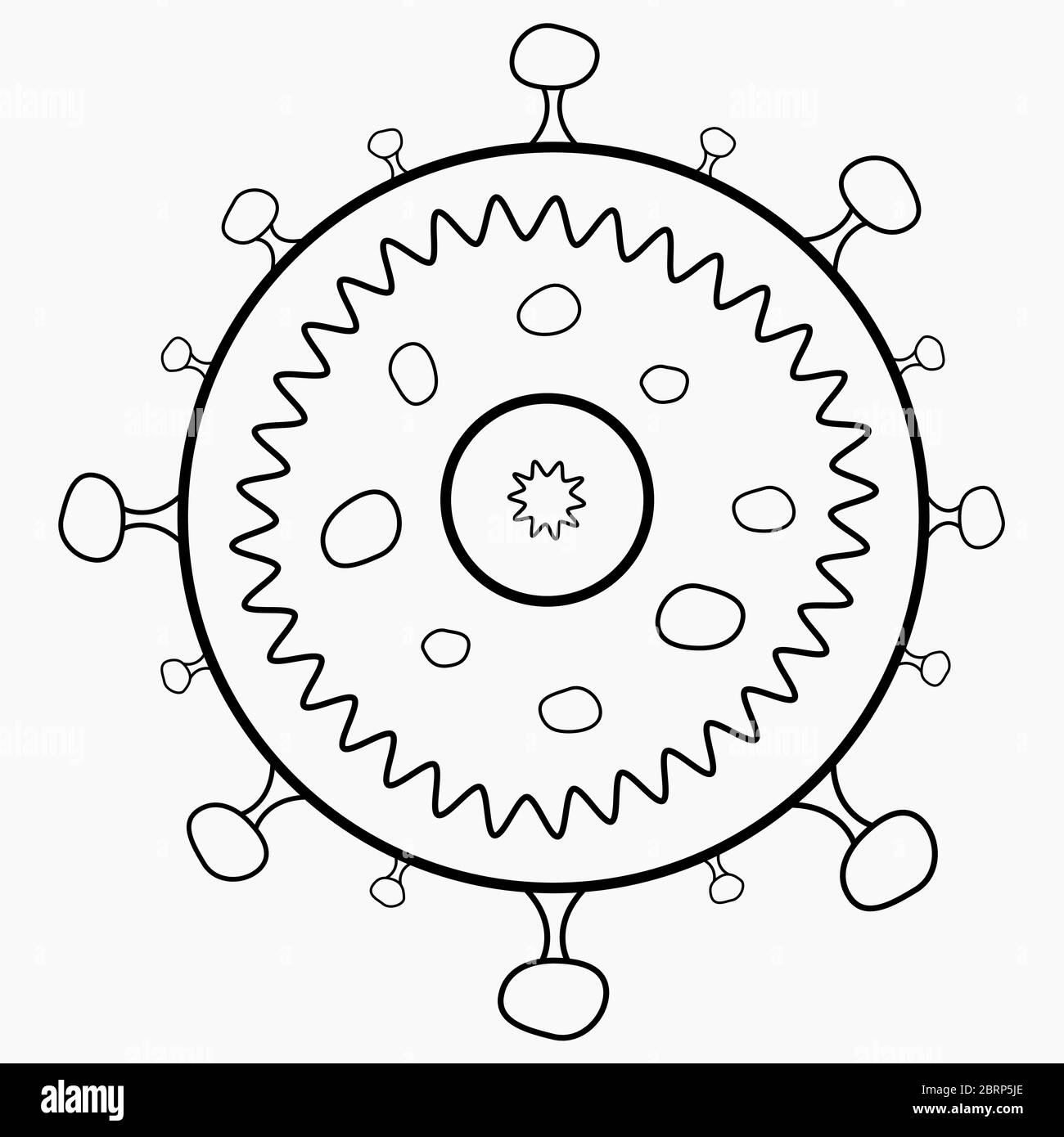 Symbole de ligne COVID-19. Concept symbole du coronavirus, silhouette du virus, ligne d'inscription du coronavirus sur fond blanc, dessin de ligne, vecteur illustrat Illustration de Vecteur