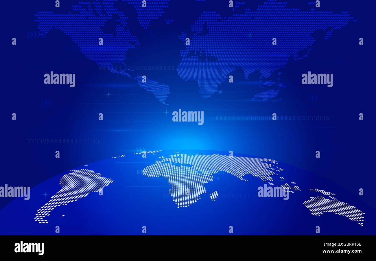 Bleu Terre numérique aube, fond de technologie Internet. Banque D'Images