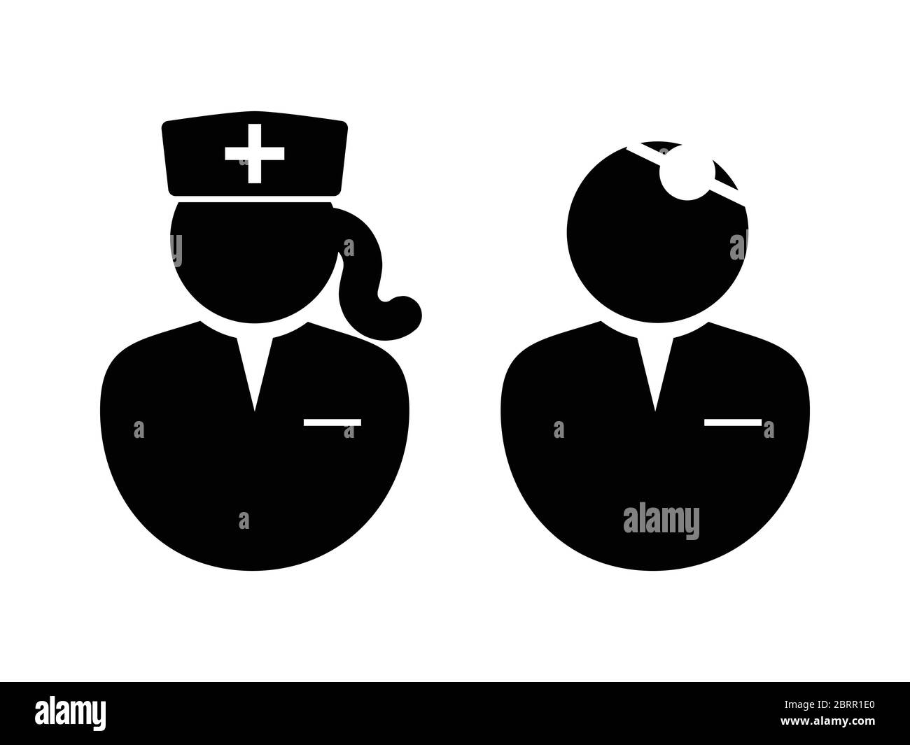 Icône médecin et infirmière. Pictogramme d'illustration noir et blanc représentant le médecin et l'infirmière. Vecteur EPS Illustration de Vecteur