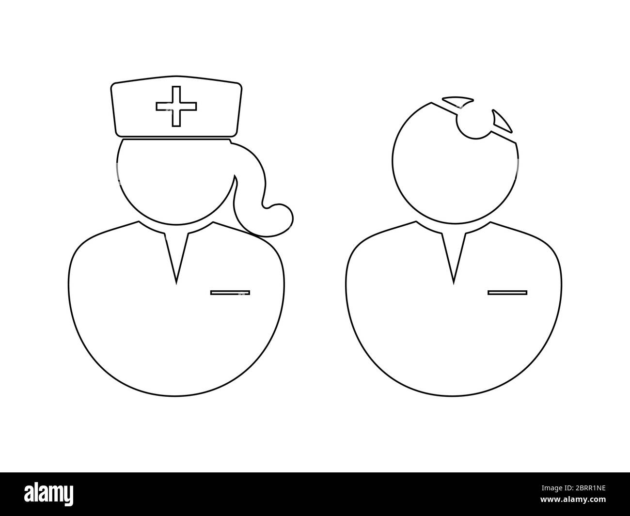 Icône Aperçu médecin et infirmière. Icône représentant un pictogramme représentant un médecin et une infirmière féminine. Vecteur EPS Illustration de Vecteur