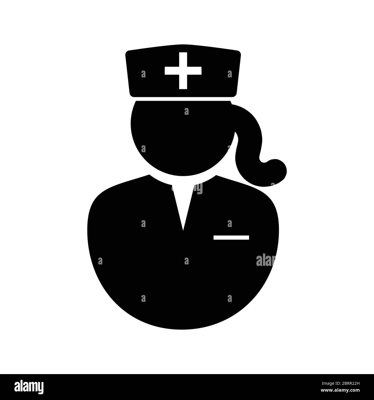 Femme infirmière médecin icône avec chapeau de tête. Icône représentant une infirmière féminine. EPS vectoriel noir et blanc. Illustration de Vecteur