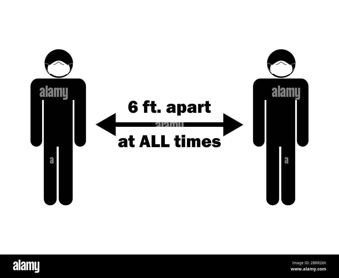 6 pi En tout temps, Stick Figure avec masque. Flèche d'illustration représentant les directives et les règles de distanciation sociale pendant le Covid-19. Vecteur EPS Illustration de Vecteur