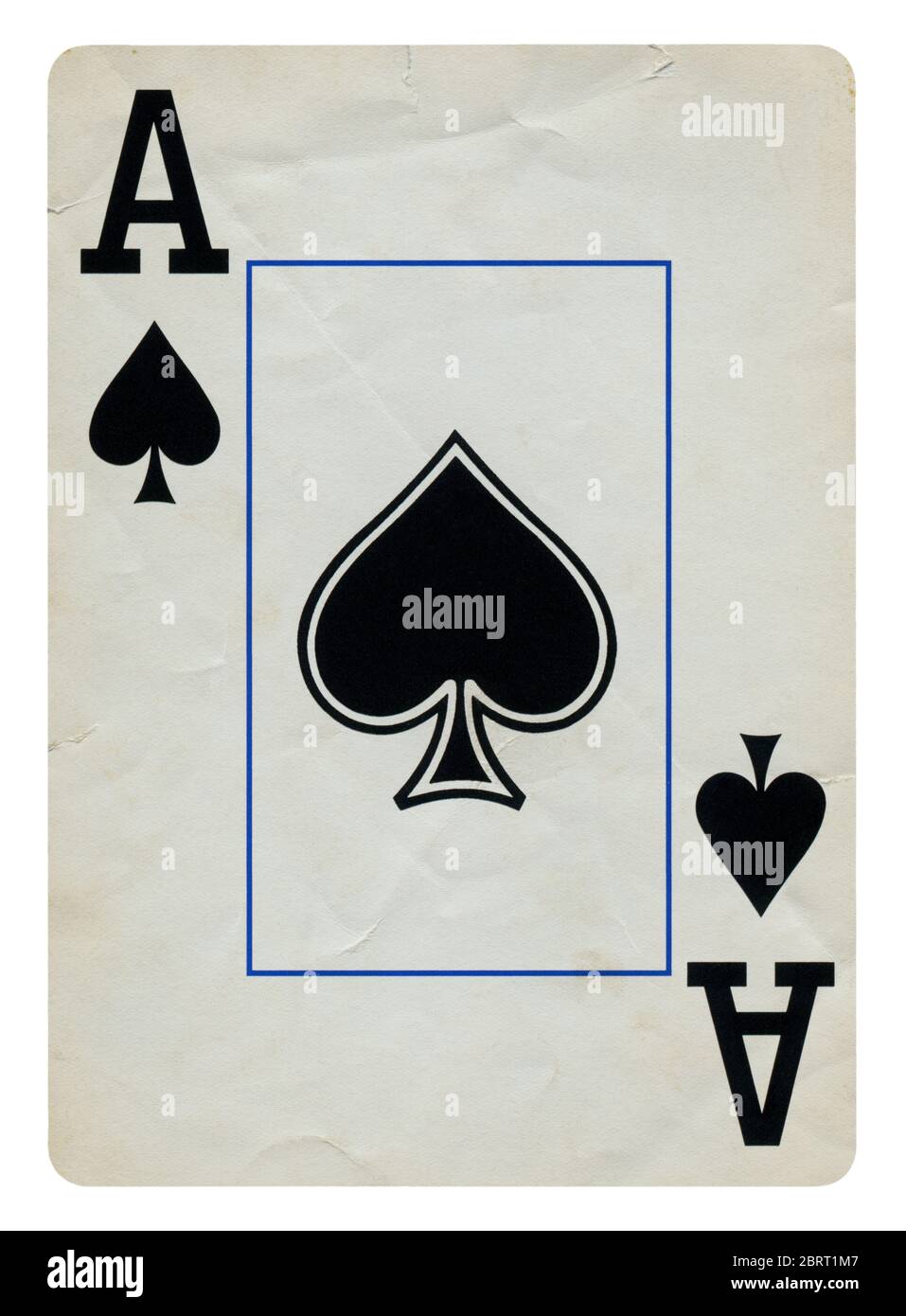 As de Pique Vintage playing card isolé sur blanc (chemin inclus) Banque D'Images