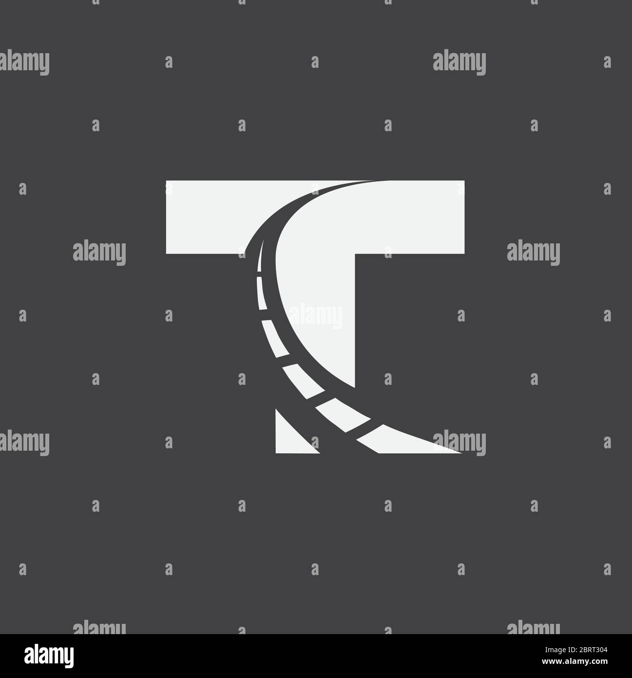 Modèle de conception de logo Letter T Way Illustration de Vecteur