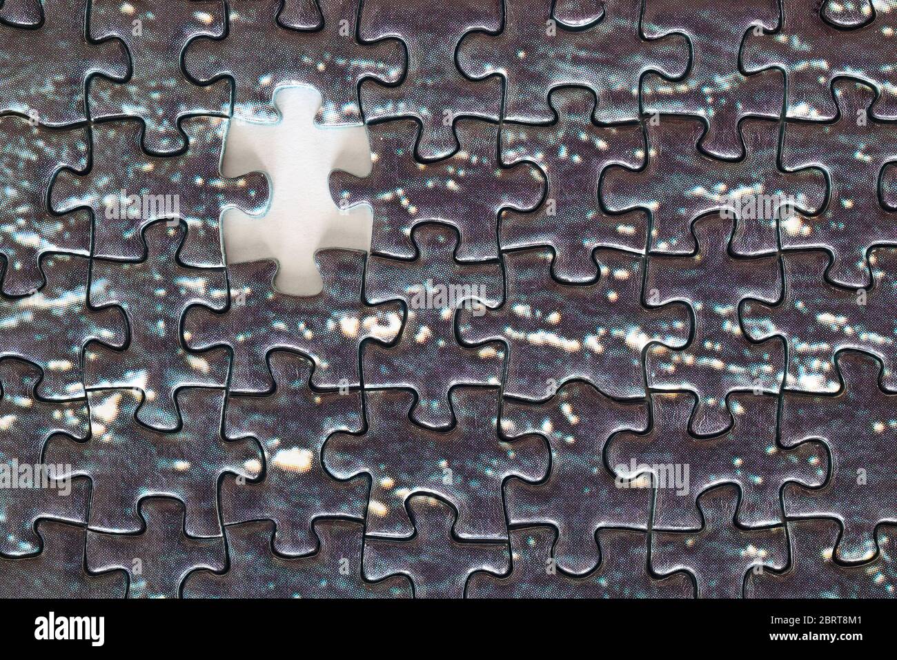 Détail des pièces de scie sauteuse. Puzzle inachevé. Pièce manquante Banque D'Images