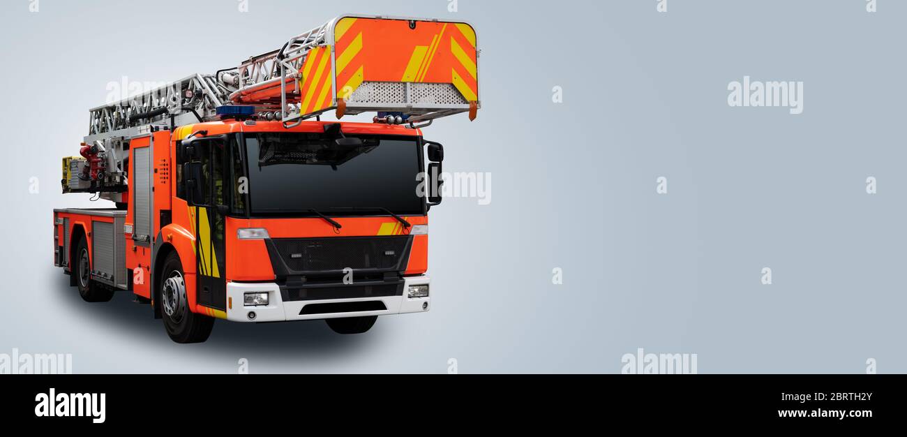 Camion de pompiers avec échelle Banque D'Images