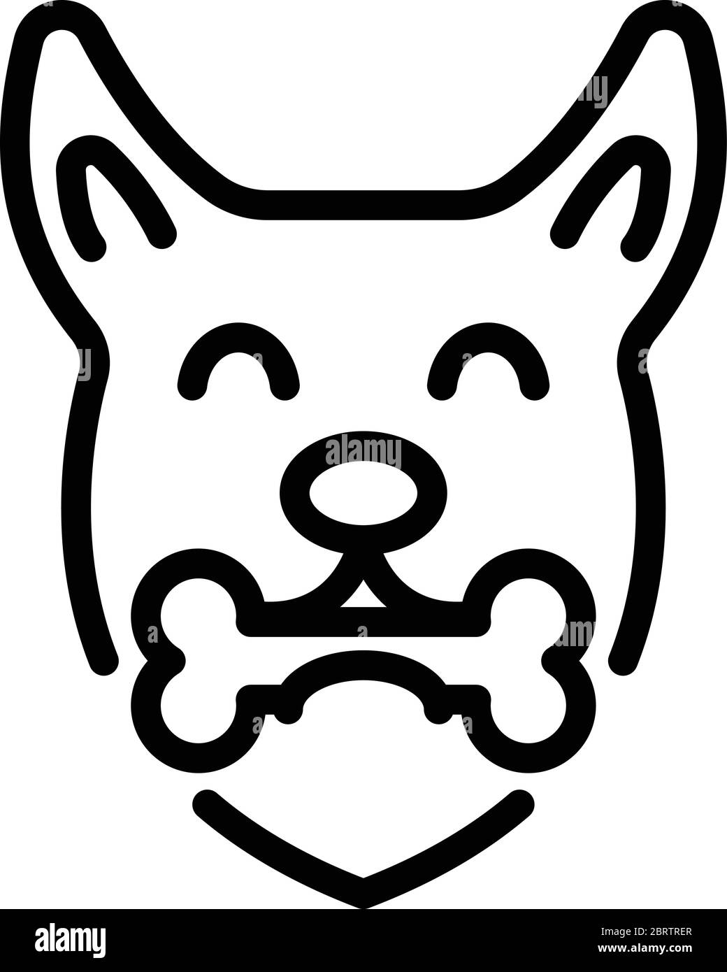 Chien avec icône en forme d'os, style de contour Illustration de Vecteur