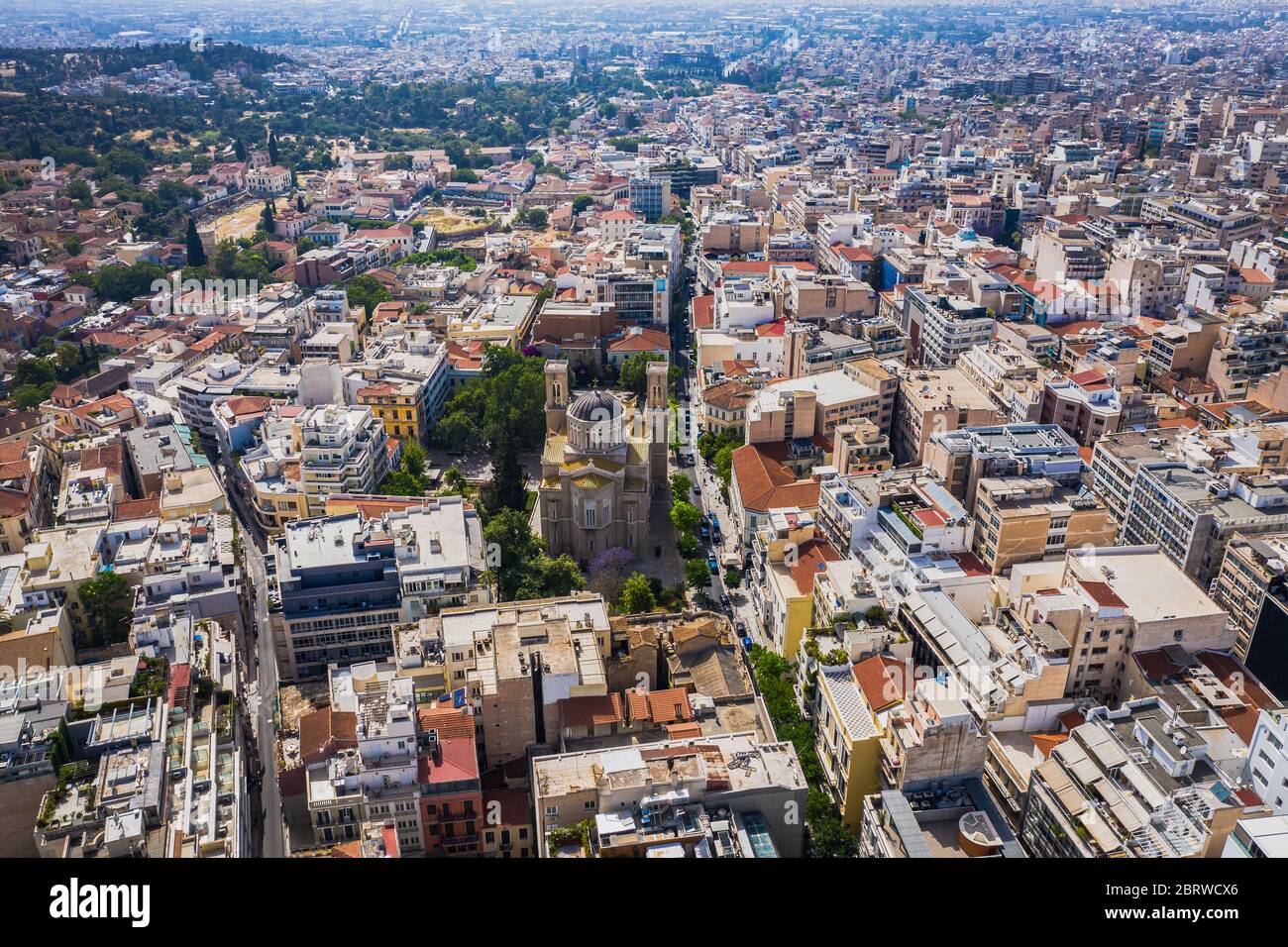 Vue aérienne de la cathédrale métropolitaine d'Athènes Grèce Banque D'Images