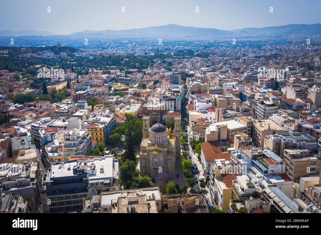 Vue aérienne de la cathédrale métropolitaine d'Athènes Grèce Banque D'Images