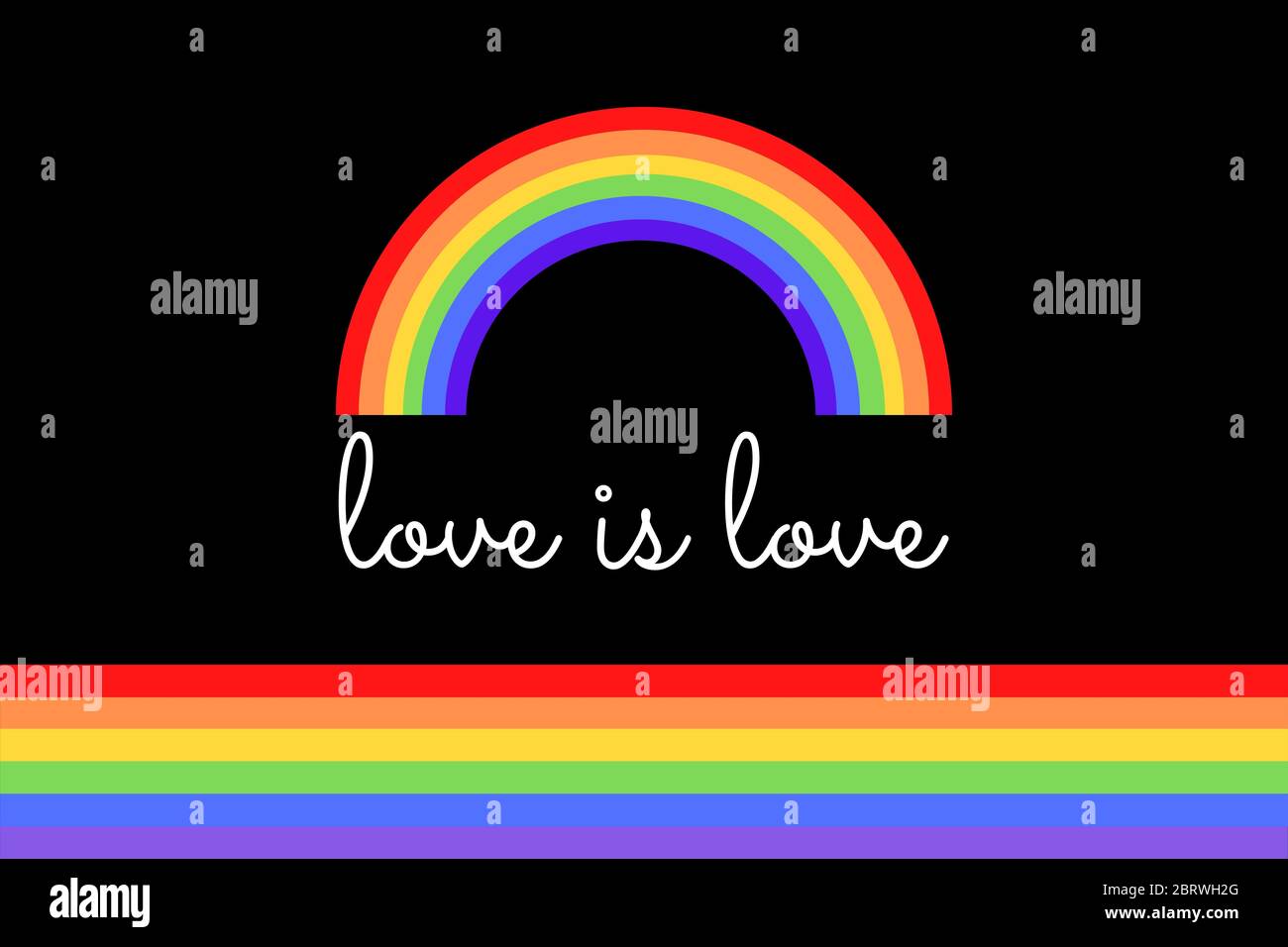 L'amour est l'illustration de l'amour sur le drapeau arc-en-ciel coloré ou le drapeau de fierté / bannière de l'organisation LGBTQ (lesbien, gay, bisexuel, transgenre et Queer). Fierté m Banque D'Images