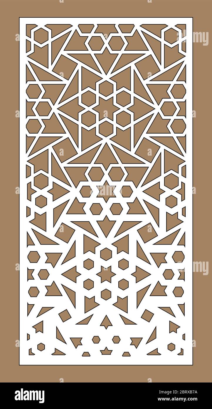 Panneau vectoriel décoratif Jali, écran, design clôture. Gabarit géométrique CNC pour découpe au laser. Motif laser pour la coupe Illustration de Vecteur Panneau vectoriel décoratif Jali, écran, design clôture. Gabarit géométrique CNC pour découpe au laser. Motif laser pour la coupe Illustration de Vecteur