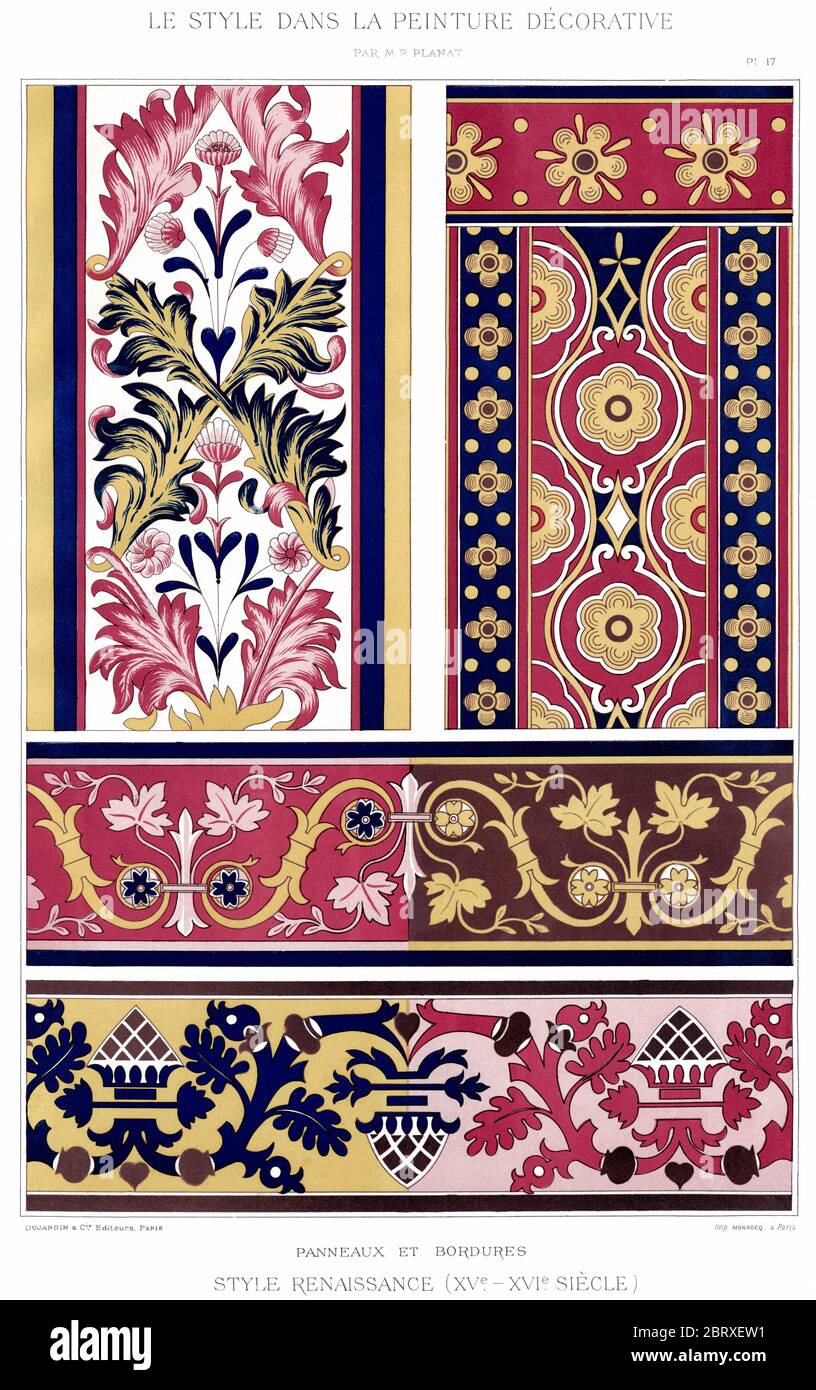 Style Renaissance : panneaux et bordures, du style en peinture décorative 1892. Banque D'Images