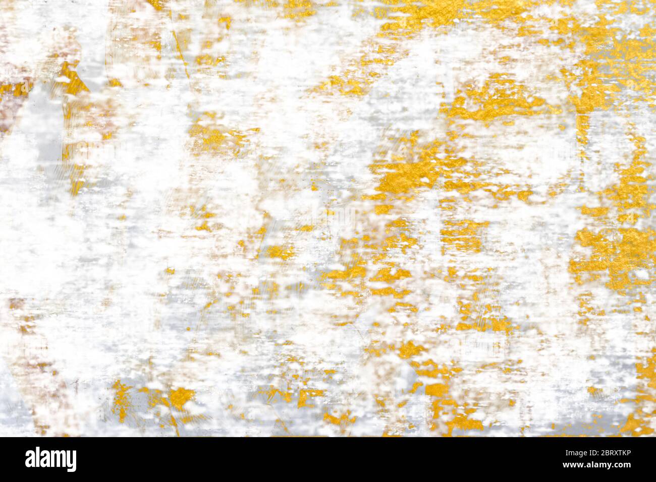 Blanc et doré embrouillé mur ciment texture fond. Décoration peinture murale. Banque D'Images