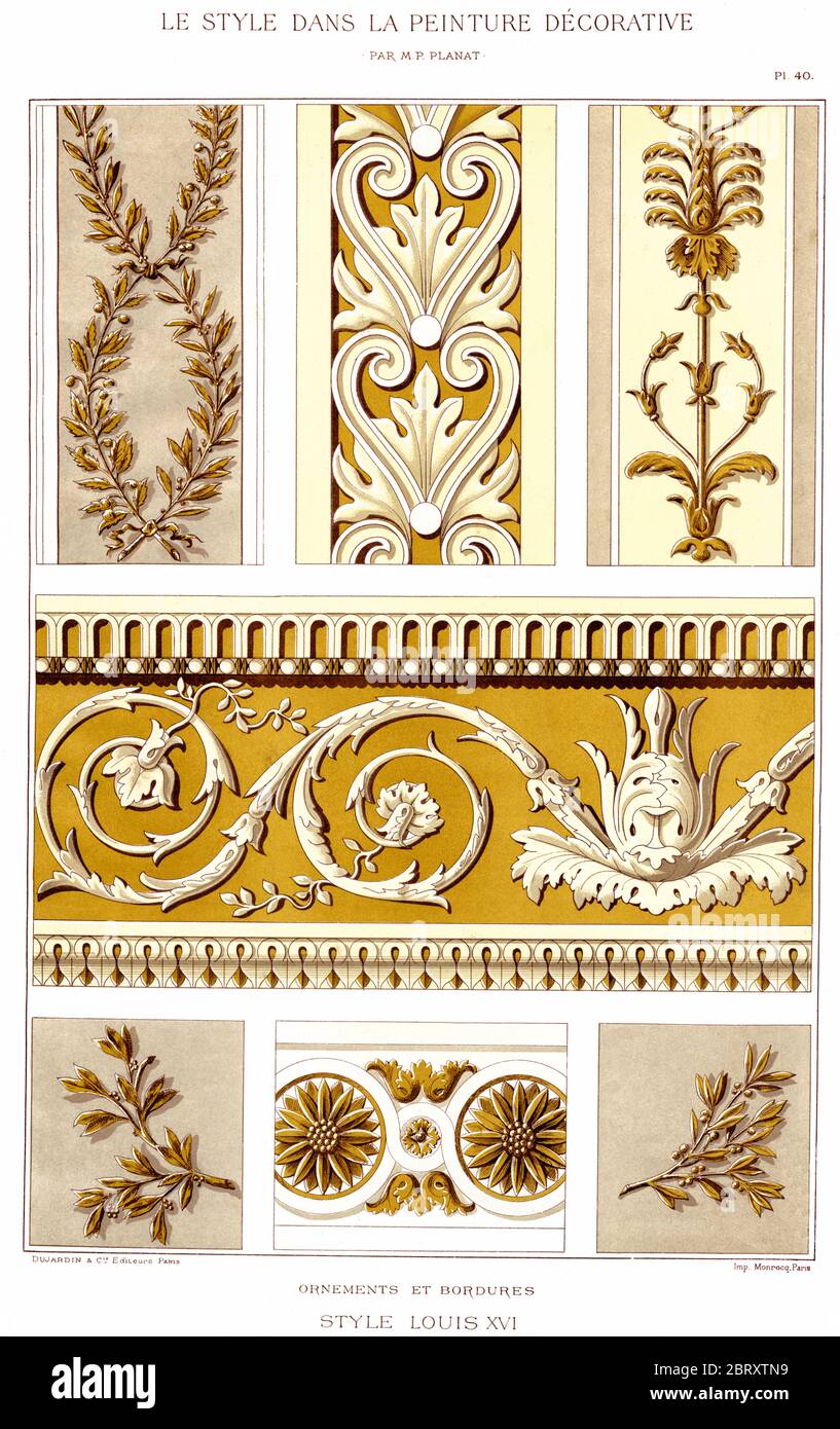 Style Louis XVI : ornements et bordures, du style en peinture décorative 1892. Banque D'Images