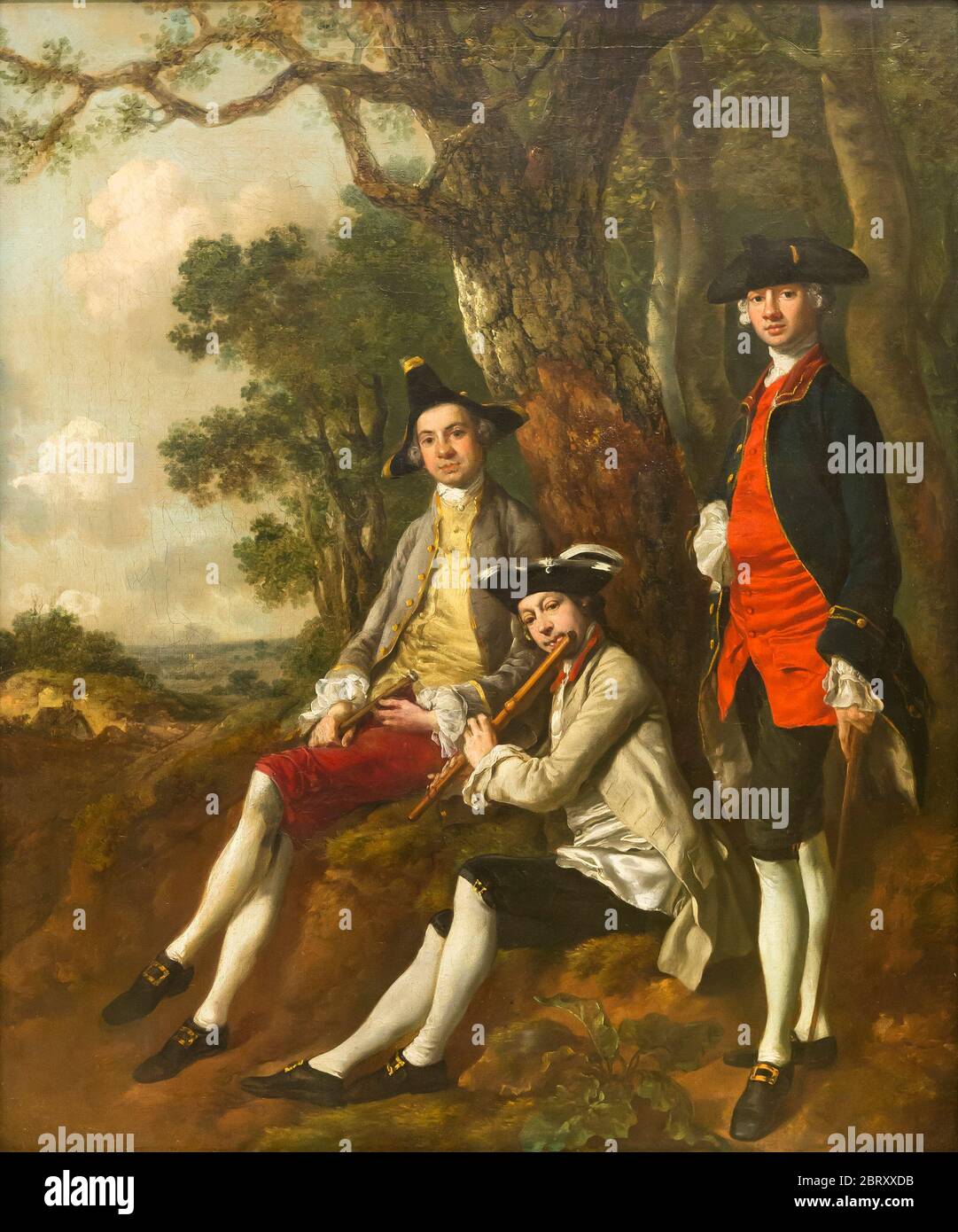 Peter Darnell Muilman, Charles Crokaff et William Keable dans un paysage, par Thomas Gainsborough, vers 1750, Banque D'Images