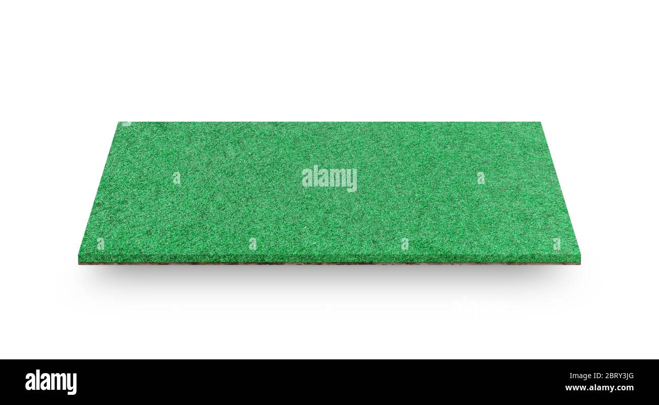 Champ d'herbe vert isolé sur fond blanc. Avec chemin de découpe. Pour les stades. Banque D'Images