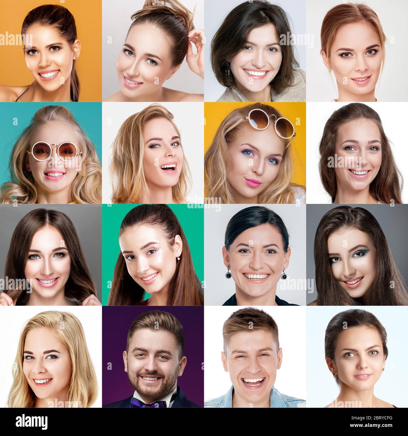 Collage De Visages Souriants Et Heureux Des Hommes Et Des Femmes Heureux Exprimant Differentes Emotions Positives Emotions Humaines Concept D Expression Faciale Photo Stock Alamy