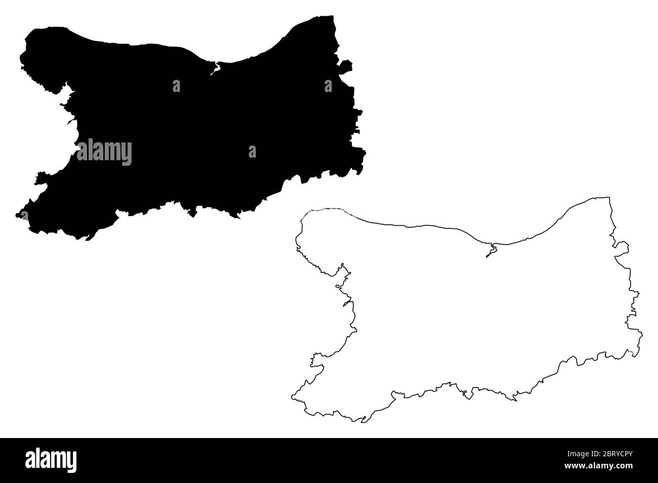 Département du Calvados (France, République française, Normandie ou Normandie) carte illustration vectorielle, scribble sketch carte du Calvados Illustration de Vecteur