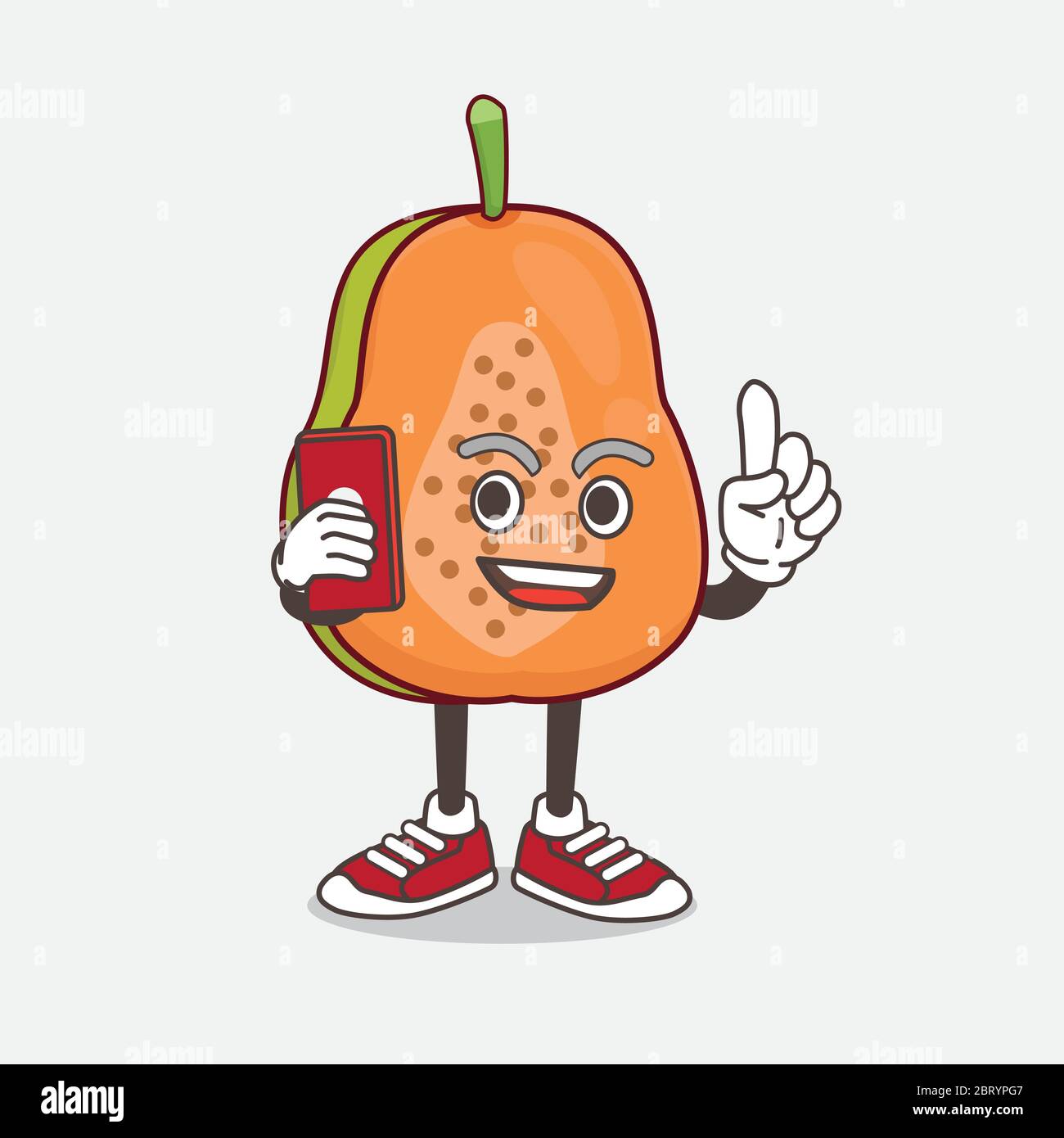 Une illustration de la mascotte de fruit de papaye parlant au téléphone Illustration de Vecteur