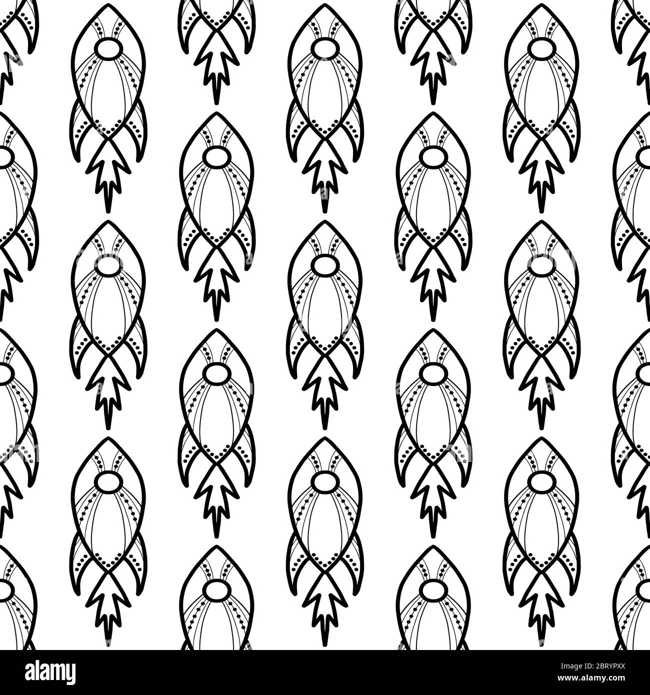 Motif sans couture avec fusées de type doodle. Isolé sur fond blanc. Illustration de stock vectoriel. Illustration de Vecteur