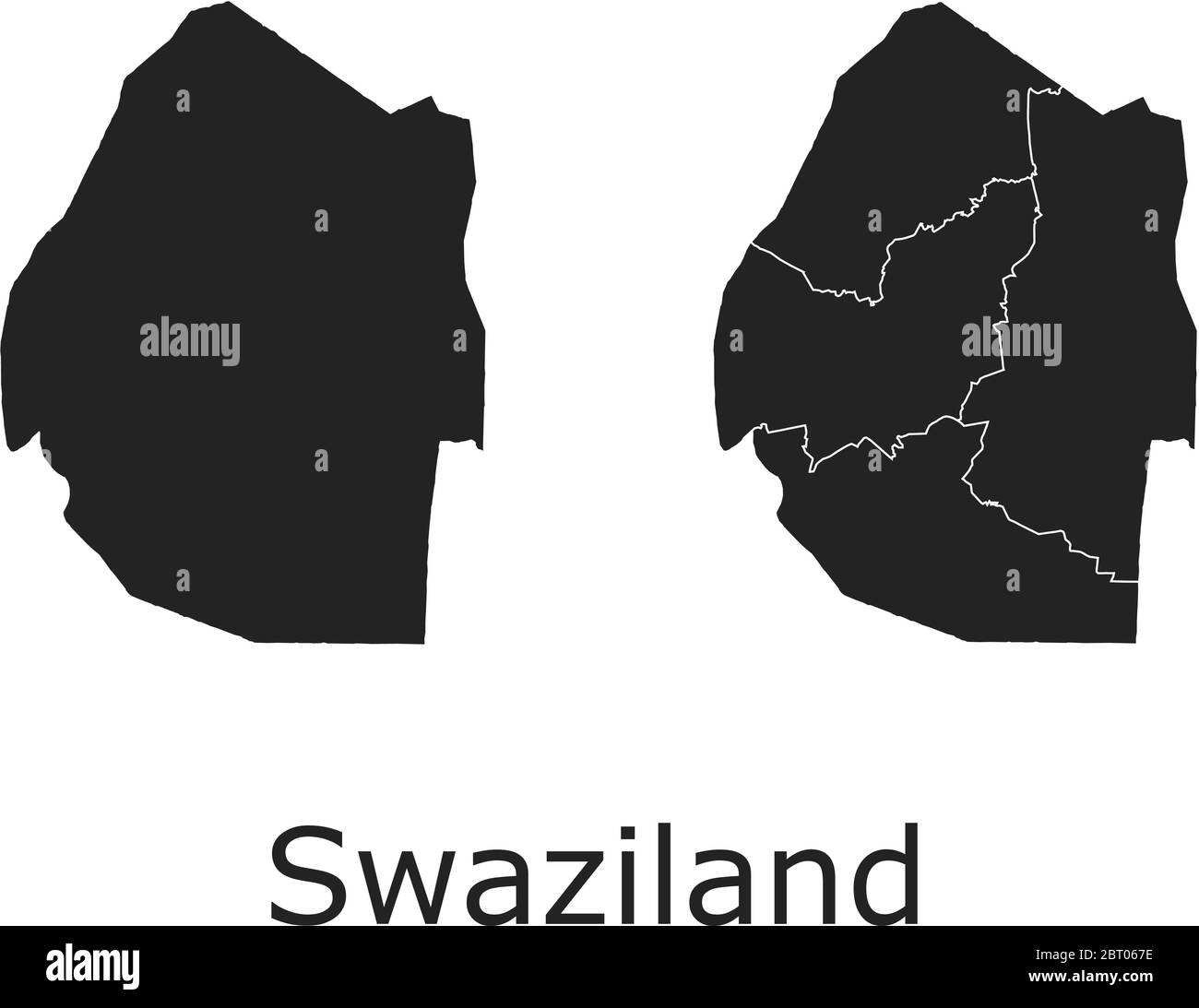 Cartes vectorielles du Swaziland avec régions administratives, municipalités, départements, frontières Illustration de Vecteur