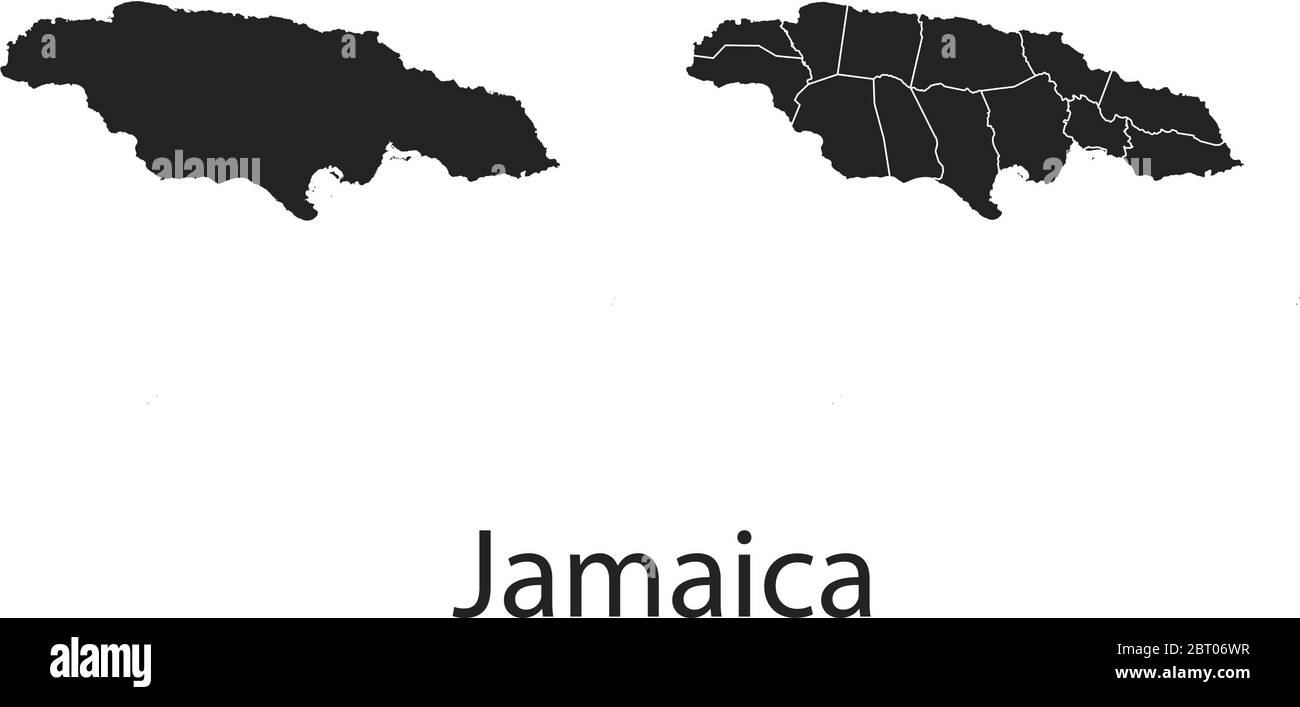 Cartes vectorielles de la Jamaïque avec régions administratives, municipalités, départements, frontières Illustration de Vecteur