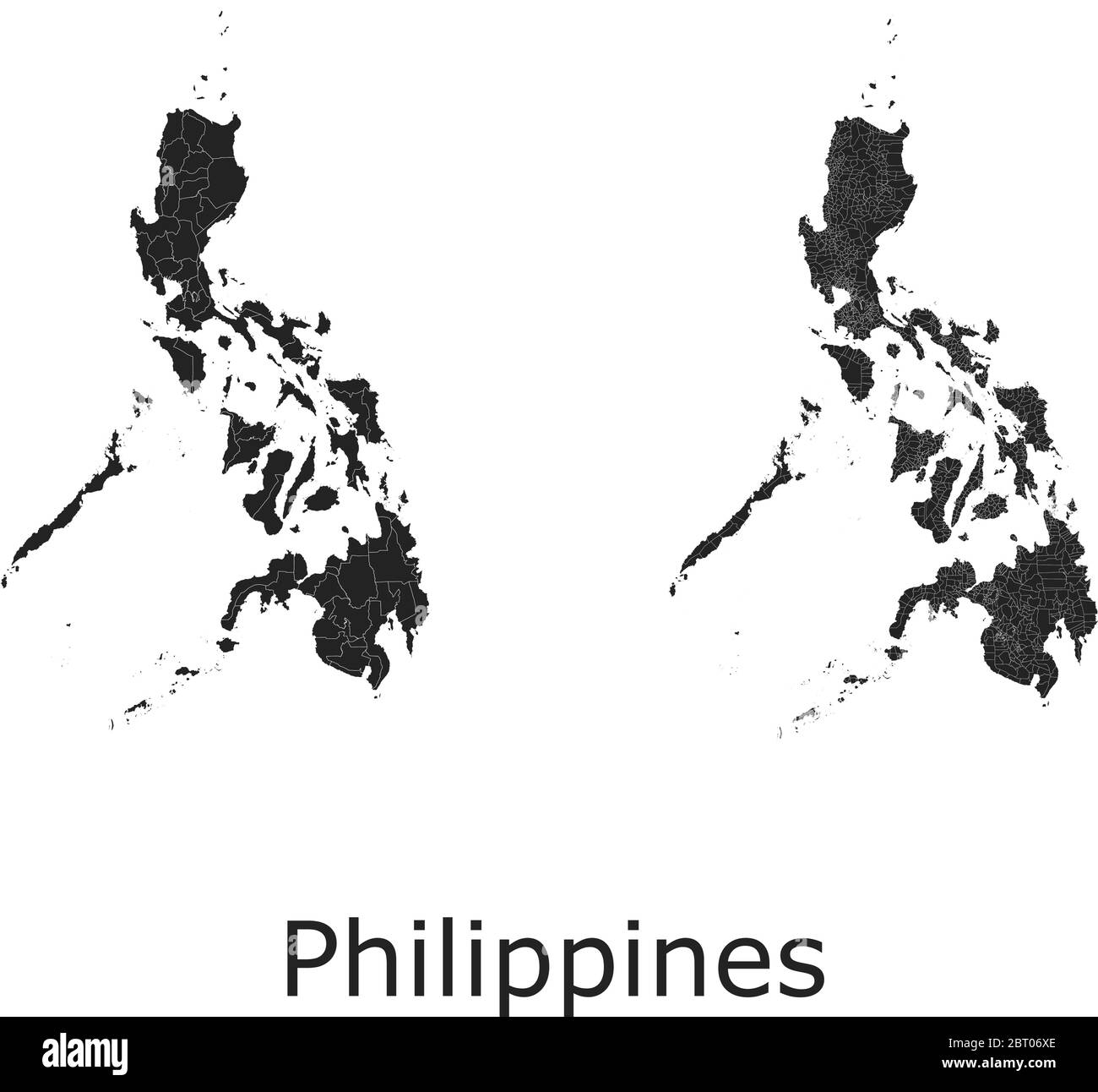 Philippines cartes vectorielles avec régions administratives, municipalités, départements, frontières Illustration de Vecteur