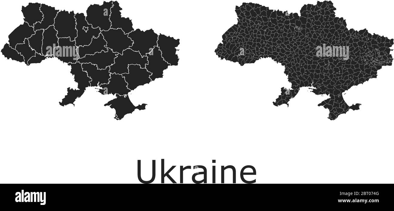 Ukraine cartes vectorielles avec régions administratives, municipalités, départements, frontières Illustration de Vecteur