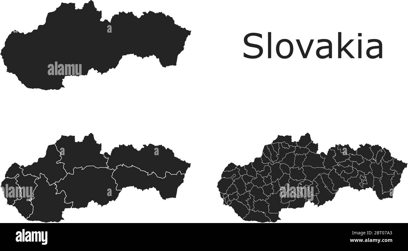 Slovaquie cartes vectorielles avec régions administratives, municipalités, départements, frontières Illustration de Vecteur
