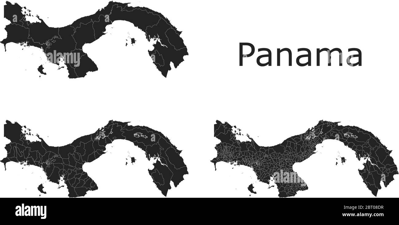 Cartes vectorielles du Panama avec régions administratives, municipalités, départements, frontières Illustration de Vecteur