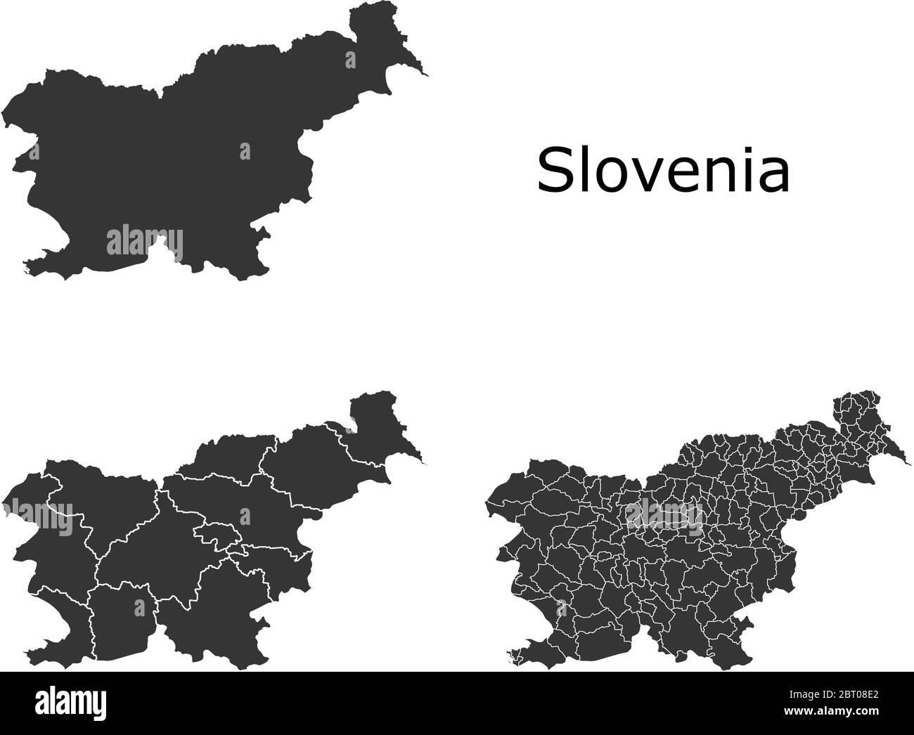 Slovénie cartes vectorielles avec régions administratives, municipalités, départements, frontières Illustration de Vecteur