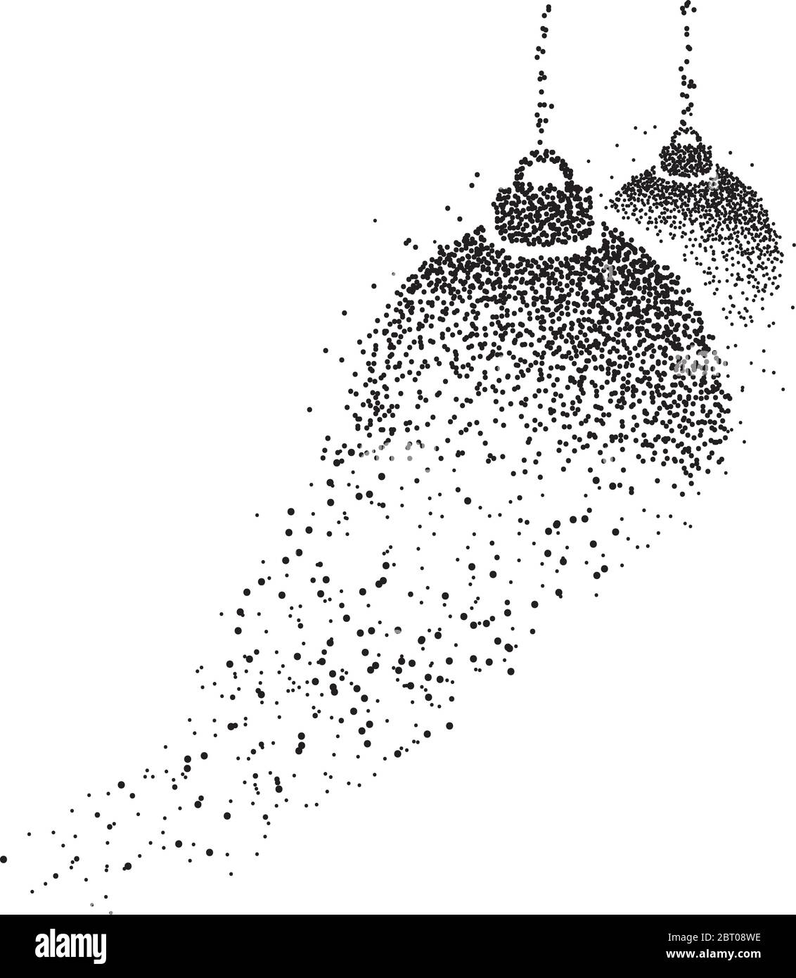 Les boules de Noël se mades avec un tracé de points qui volent pour dessiner la figure sur fond blanc Illustration de Vecteur