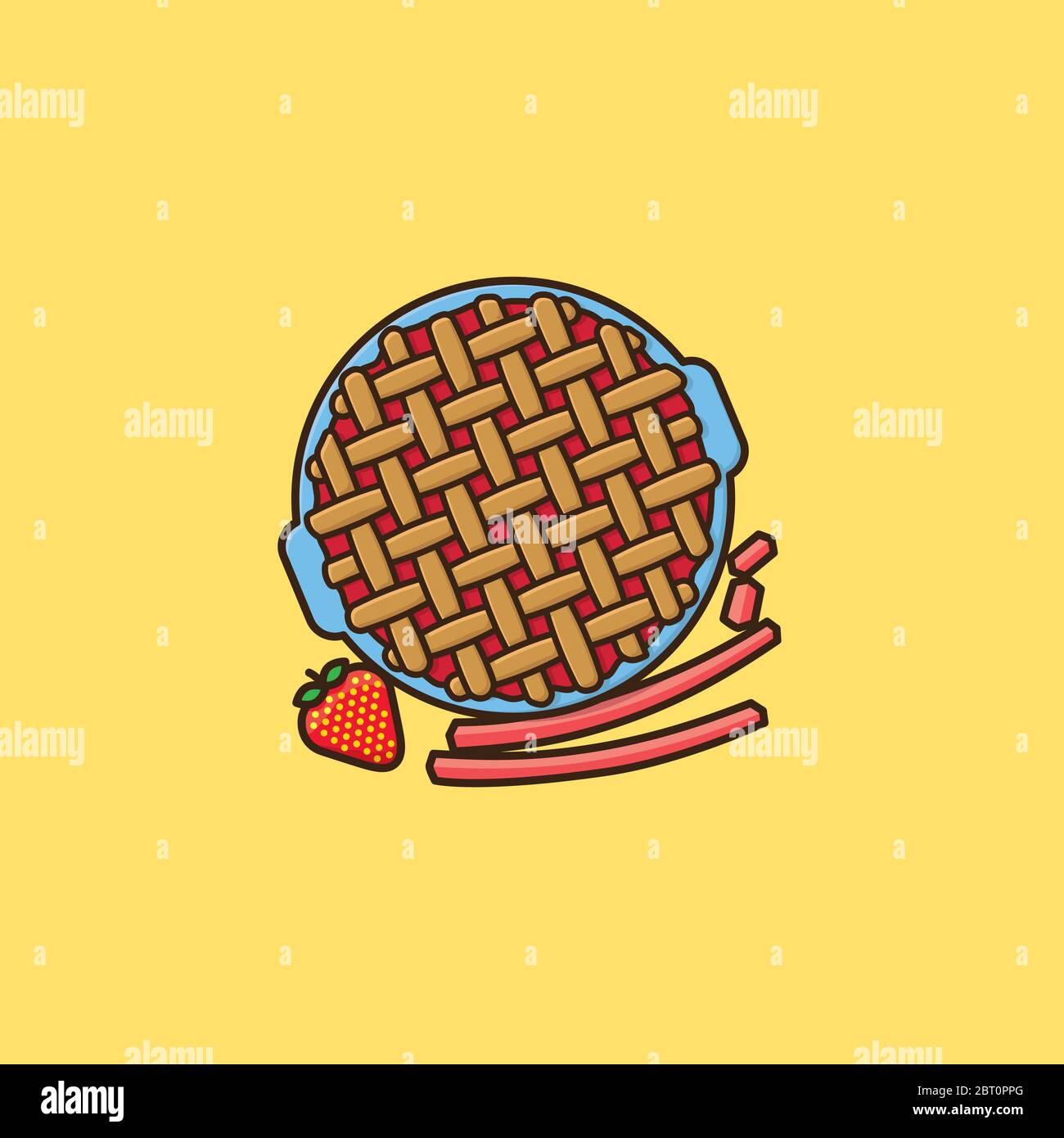Illustration vectorielle de fraise Rhubarb Pie pour le jour de la fraise-Rhubarb-Pie le 19 juin. Symbole gâteau aux fruits et aliments sucrés. Illustration de Vecteur