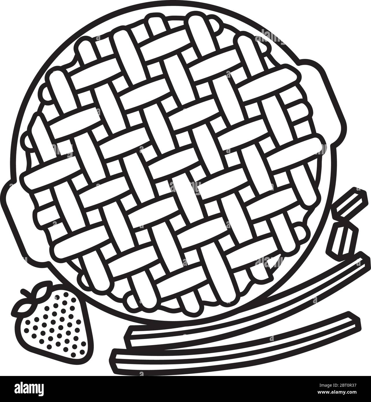 Icône de ligne vectorielle fraise Rhubarb Pie. Symbole de contour de gâteau aux fruits et de nourriture douce. Illustration de Vecteur