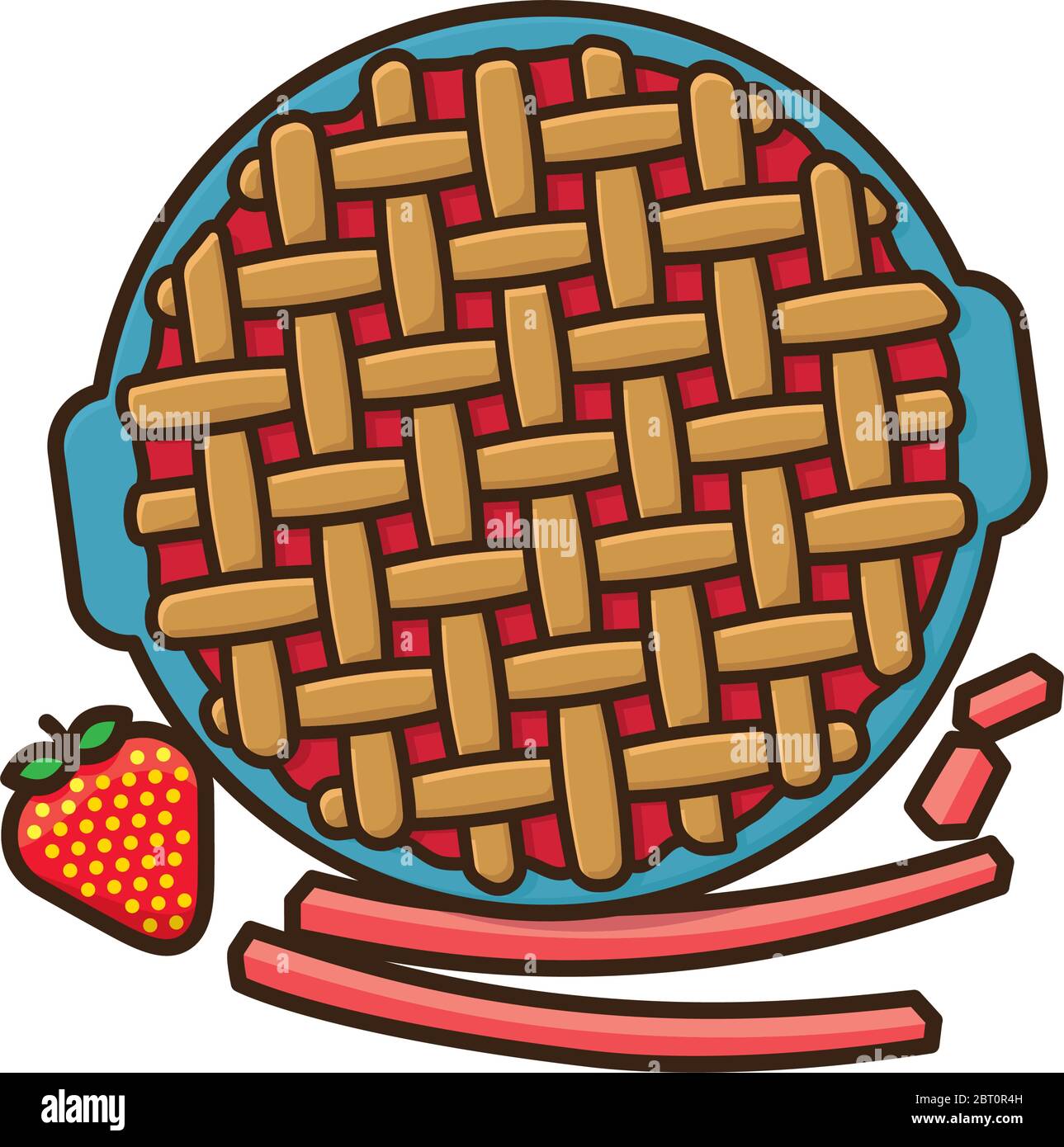 Illustration vectorielle isolée du Rhubarb de fraise pour le jour de la fraise-Rhubarb-Pie le 19 juin. Symbole gâteau aux fruits et aliments sucrés. Illustration de Vecteur